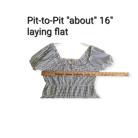 Madewell Gingham Tiered Keyhole Puff-Sleeve Black/White blouse size M NWT - Picture 9 of 11